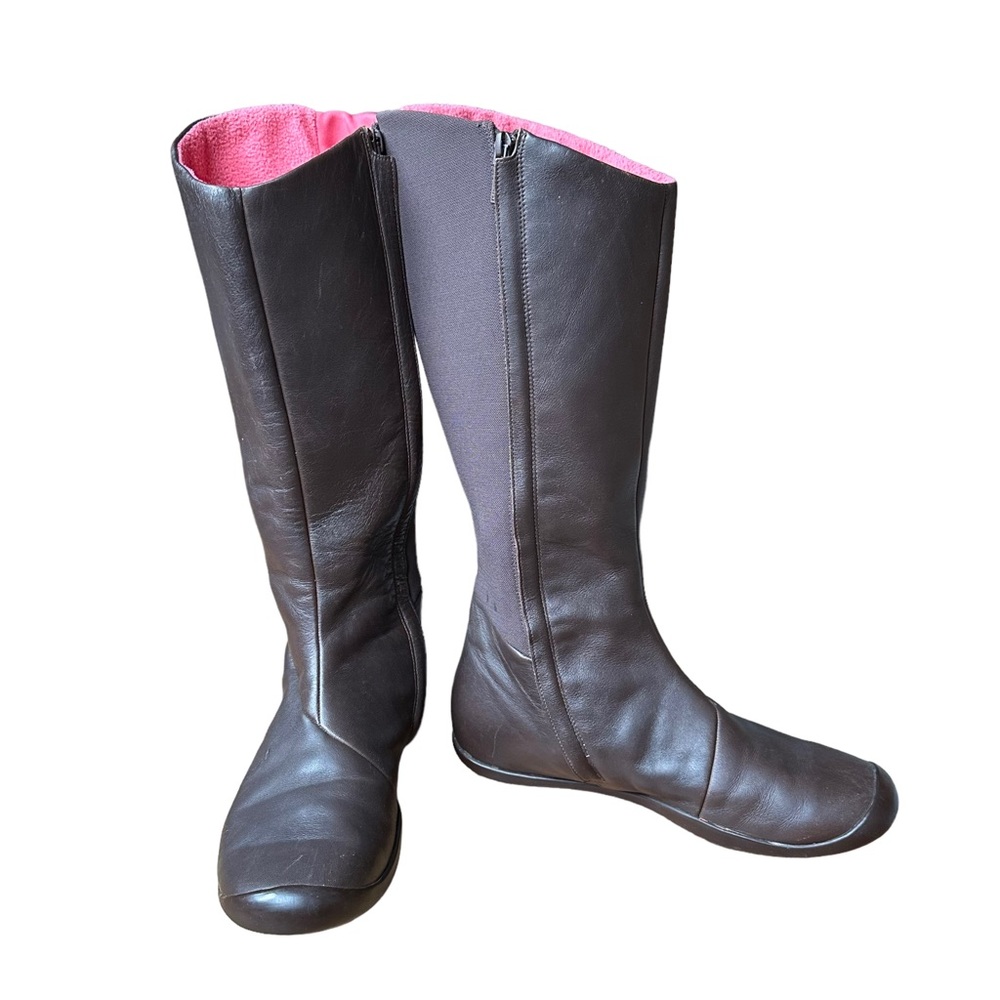 Tsubo Womens Brown Leather Riding Boots with Pink Fleece Lining Size 8.5